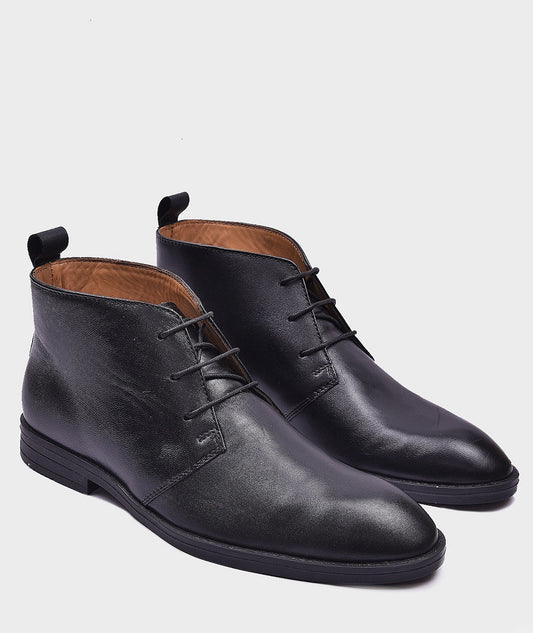 MORRIS ORIS Black Ankle Leather Boot in Black