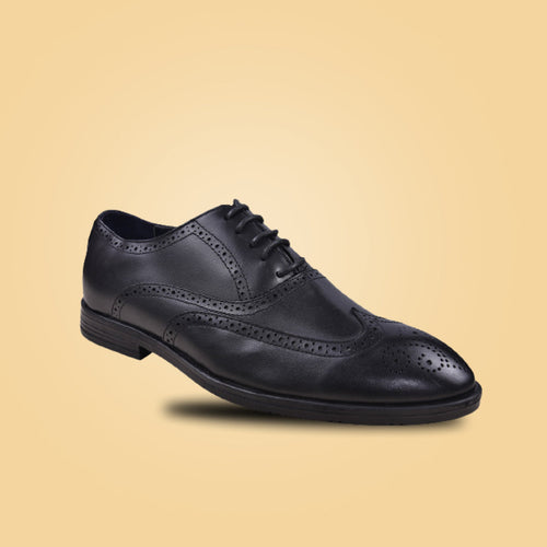 MORRIS ORIS Aurelio Formal Brogue Leather Shoe Black in Black