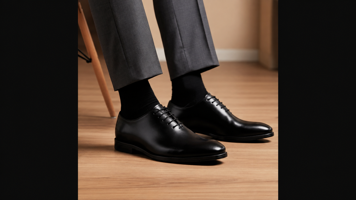 MORRIS ORIS black Oxford formal shoes worn indoors