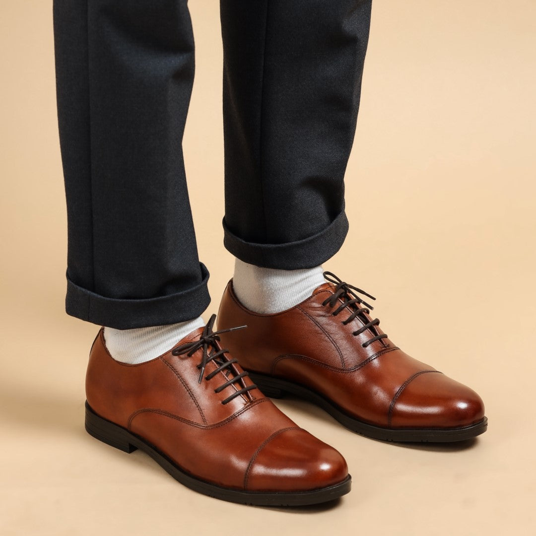 MORRIS ORIS Leandro Oxford Tan Leather Formal Shoes in Tan