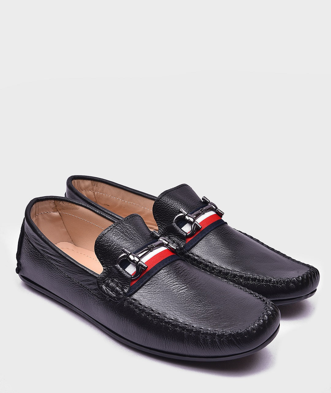 MORRIS ORIS Black Buckle Loafer Shoes in Black