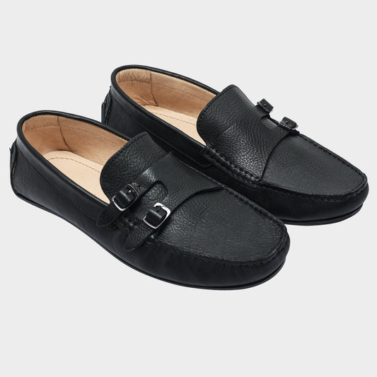 MORRIS ORIS Loafer Shoes Double Monk Black in Black